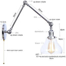 Axyaa Industrial Loft Swing Arm LED Wall Sconce with Pull Chain Switch