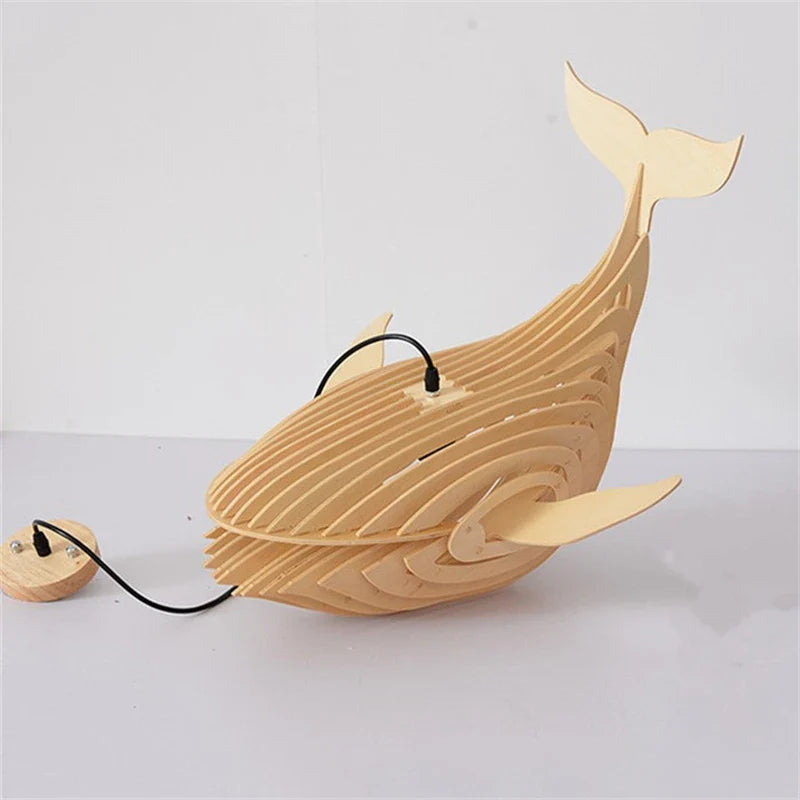 Axya Wooden Whale Pendant Light - Modern Kids Room Fixture