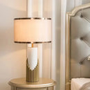 Axyaa Marble LED Desk Lamp with Fabric Lampshade, Luxury Art Atmosphere Table Light
