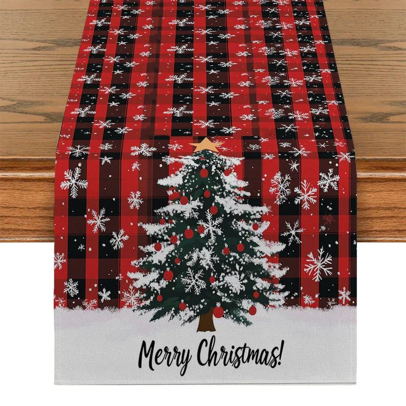Axyaa Christmas Snowflake Table Runner - Farmhouse Dining Decor