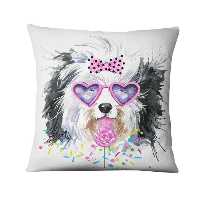 Axyaa French Bulldog Gift Cushion: Decorative Sofa Throw Pillow with American Cartoon Pet Print