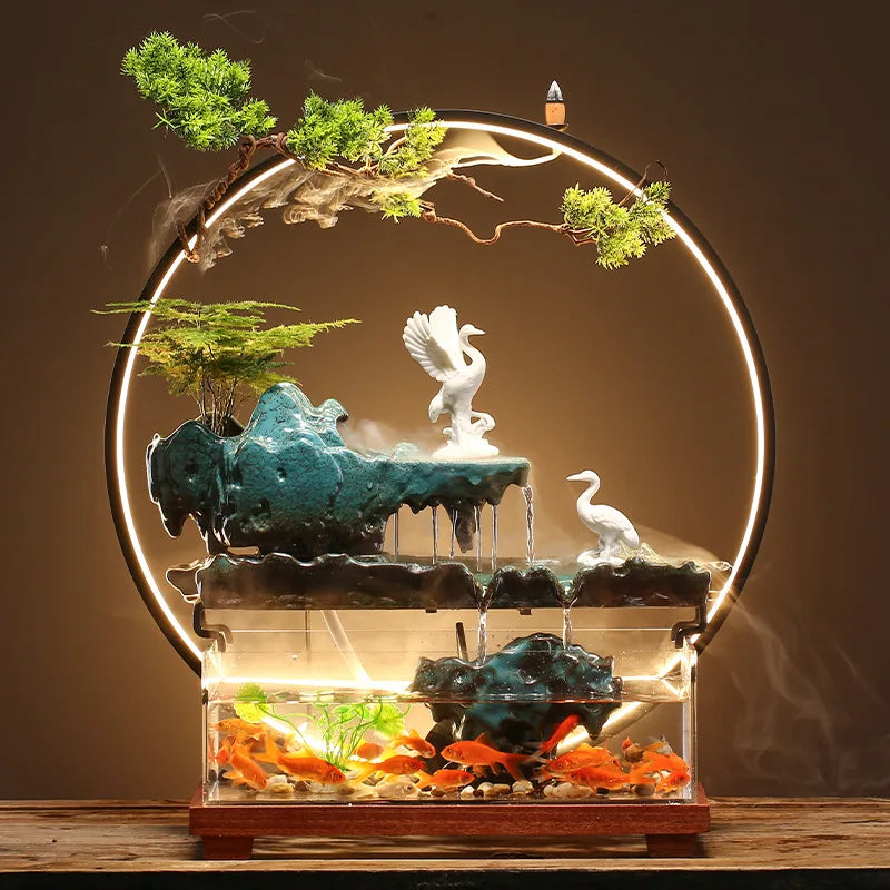 Axya Flowing Water Ornament Landscape Fish Tank Fountain - Creative Home Decoration