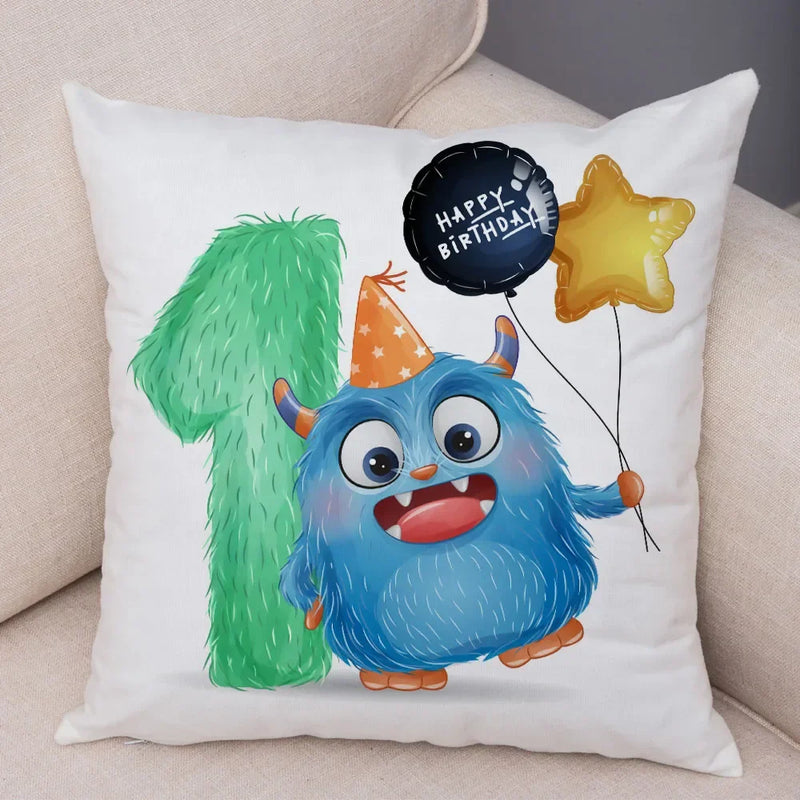 Axyaa Nordic Monster Pillow Case 45x45cm Decor for Happy Birthday Theme