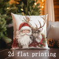 Axyaa Christmas Santa & Tree Pillow Covers - Festive Cushion Cover for Sofa, Bedroom, Car
