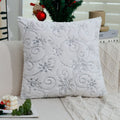 Axyaa Faux Rabbit Fur Snowflake Pillow Cover 45x45 - Sequin Embroidery Decor