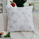 Axyaa Faux Rabbit Fur Snowflake Pillow Cover 45x45 - Sequin Embroidery Decor