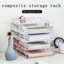 Axyaa 4-Layer Stackable Pink Desk Organizer - Metal File Tray for Desk Organization