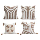 Axyaa Geometric Coffee Tassel Cushion Cover 45x45cm for Sofa, Couch, Bed