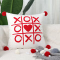 Axyaa Red & White Velvet Embroidered Couple Cushion Cover Set