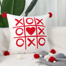 Axyaa Red & White Velvet Embroidered Couple Cushion Cover Set