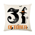 Axyaa Halloween Linen Pillowcase Set, Ghost & Witch Print Throw Pillow Cover