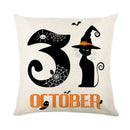 Axyaa Halloween Linen Pillowcase Set, Ghost & Witch Print Throw Pillow Cover