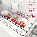 Christmas Gingerbread Snowflake Drying Mat by Axyaa: Non-Slip Absorbent Kitchen Placemat