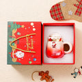 Axyaa Christmas Mug Set with Spoon & Lid - Festive Snow Globe Design