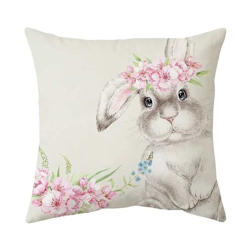 Axyaa Bunny Cushion Cover: Cartoon Rabbit Farmhouse Decor Pillowcase