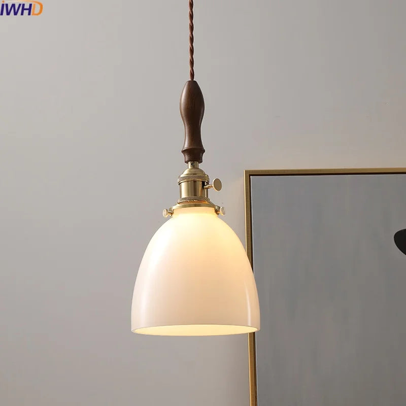 Axyaa Modern LED Pendant Light Glass Copper Nordic Hanging Lamp