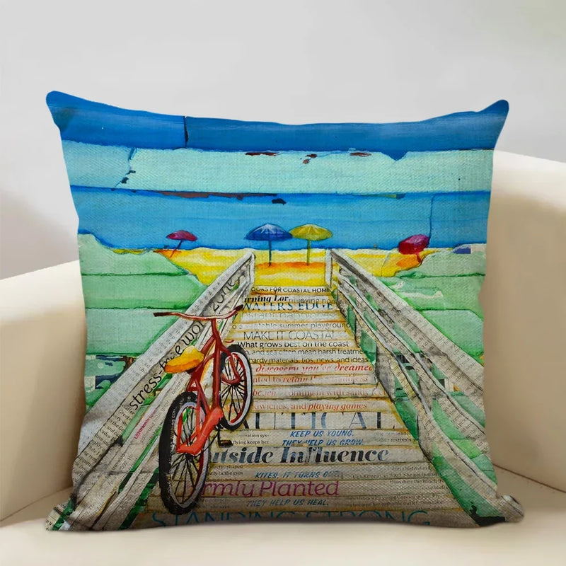 Retro Oil Painting Pattern Pillow Case 45x45cm for Home Sofa Decor - Axyaa