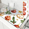 Axyaa Christmas Dish Drying Mat - Heat Resistant Non-slip Kitchen Counter Pad