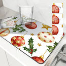 Axyaa Christmas Dish Drying Mat - Heat Resistant Non-slip Kitchen Counter Pad