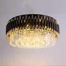 Axyaa Modern LED Crystal Ceiling Chandelier - Gold Black, Elegant Pendant Lamp for Living Room, Bedroom, Kitchen