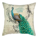 Axyaa Peacock Feather Polyester Cushion Covers - Leaf Printed Decorative Pillow Cases