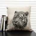 Axyaa African Animal Linen Pillow Cover 45x45cm - Lion, Elephant, Elk Portrait Decor