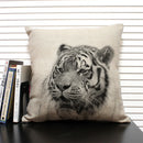 Axyaa African Animal Linen Pillow Cover 45x45cm - Lion, Elephant, Elk Portrait Decor