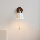 Axyaa Ceramic LED Wall Lights Wood Base Copper Rotate Bedside Lamp Sconce