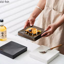 Axyaa Rusty Glazed Ceramic Square Dessert Plate for Molecular Cuisine Display