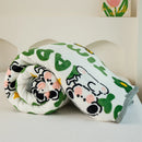 Axyaa Cartoon Pattern Flannel Blanket: Cozy Soft Plush Lightweight Throw for Sofa