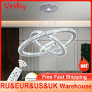 Axyaa Crystal Luxury Pendant Lights with Remote Control - Smart Hanging Chandelier for Home