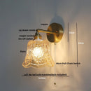Axyaa Vintage Style Green Glass LED Wall Lights with Pull Chain Switch