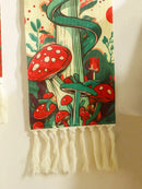 Axyaa Boho Mushroom Frog Tapestry Wall Hanging Jungle Art Decor Banner
