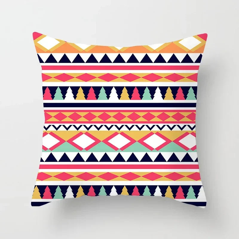 Geometric Nordic Cushion Cover in Yellow Red Blue for Sofa by Axyaa