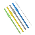 Axyaa Glass Drinking Straw Set with Brush - 4Pcs Smoothies Cocktails Bar Accessories
