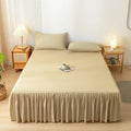 Axyaa Solid Color Bed Skirt with Elastic Band, Queen/King Size, Brushed Fabric