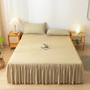 Axyaa Solid Color Bed Skirt with Elastic Band, Queen/King Size, Brushed Fabric