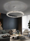 Axyaa Modern K9 Crystals Glass Chandelier, Circle Ring Pendant Lighting for Living Room