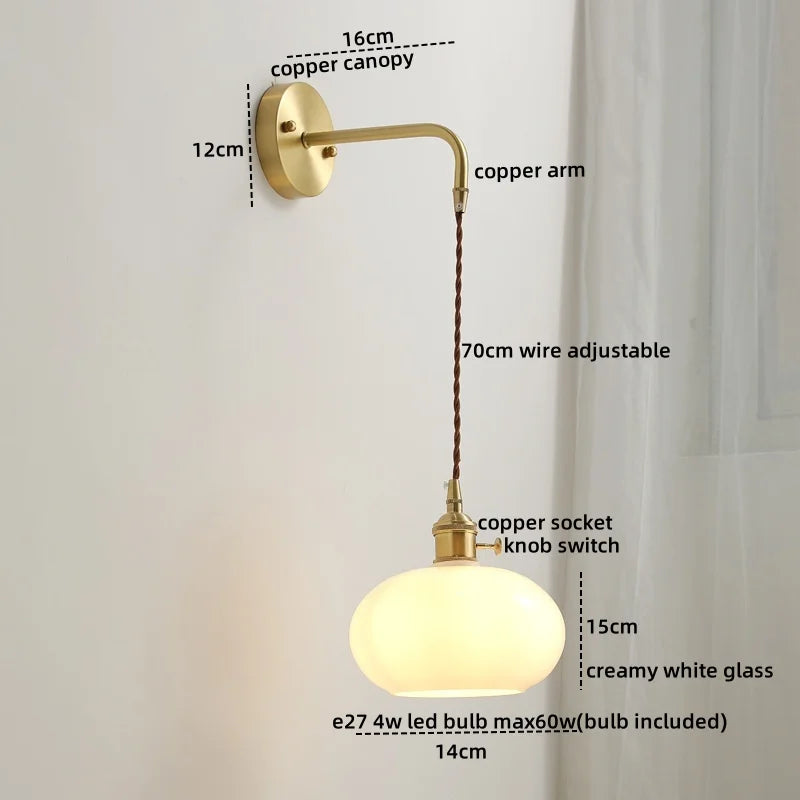 Axyaa Ceramic Copper LED Wall Lamp Sconce - Nordic Stair Light Fixture