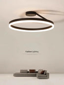 Axyaa Modern Minimalism Round LED Ceiling Chandelier White Black Aluminium Lamps
