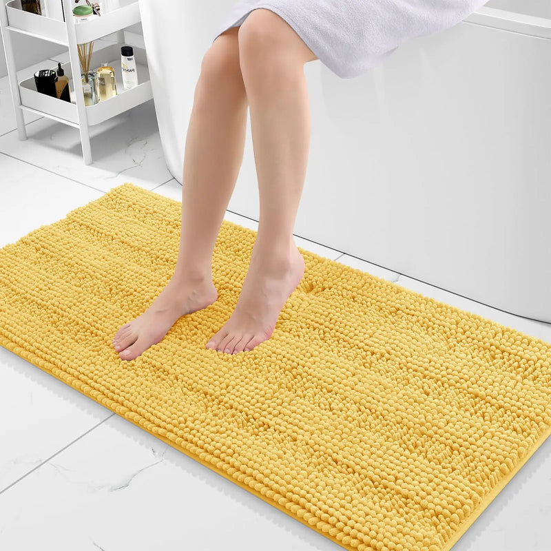Axyaa Chenille Bath Mat - Absorbent & Non-Slip Plush Shaggy Bathroom Rug