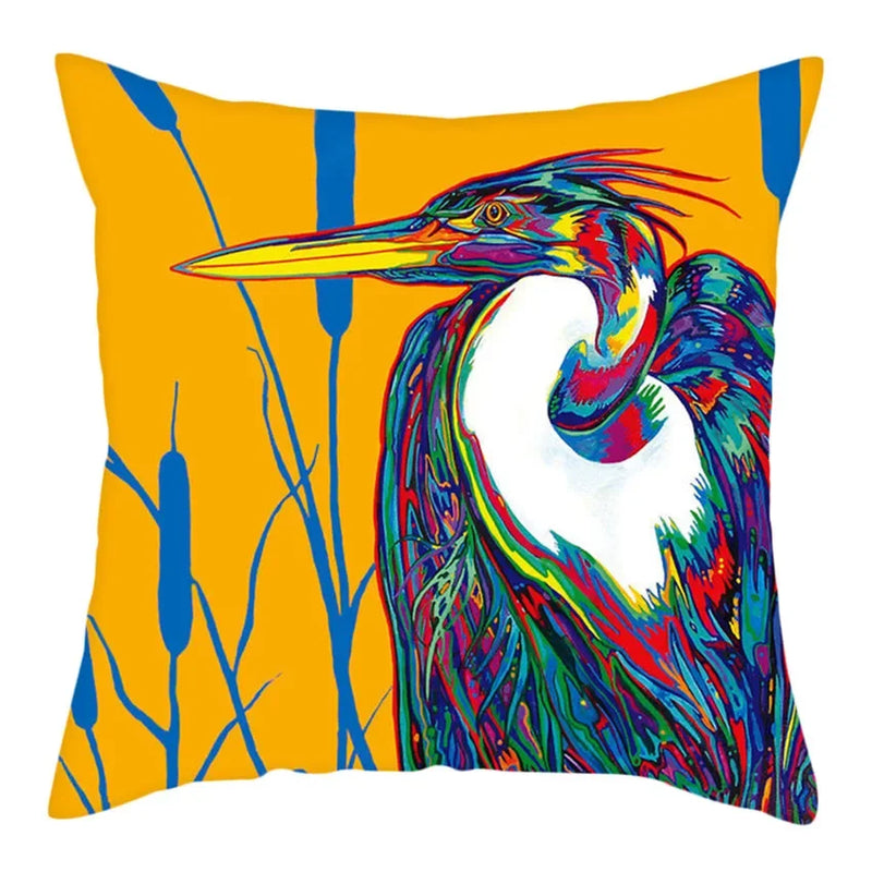 Blue Bird Print Cushion Cover by Axyaa - Home Decor Pillow Case for Sofa Bed