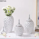 Axyaa Ceramic Flower Vase with Lid - Floral Arrangement & Storage Solution