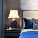 Axyaa Blue Ceramic Table Lamps Brass Modern Luxury for Home Decor Living Dining Bedroom