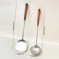 Axyaa Stainless Steel Wood Handle Turner Ladle Spatula Kitchen Utensils