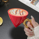 Axyaa Plum Triangle Ceramic Cone Cup - Stylish Coffee Mug for Home Decor
