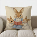 Axyaa Cute Bunnies Swing Floral Pillow Cover
