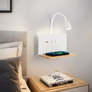 Axyaa Rotatable Wooden Wall Lamp with Wireless Charging & USB Socket