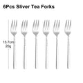 Axyaa Stainless Steel Coffee Tea Fruit Fork Set, 6/12Pcs Gold Sliverware Cake Ice Cream