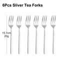 Axyaa Stainless Steel Coffee Tea Fruit Fork Set, 6/12Pcs Gold Sliverware Cake Ice Cream